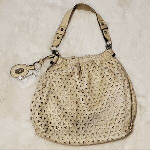 Vintage Y2k Fossil Cream Shoulder Bag With Accesory Keychain
